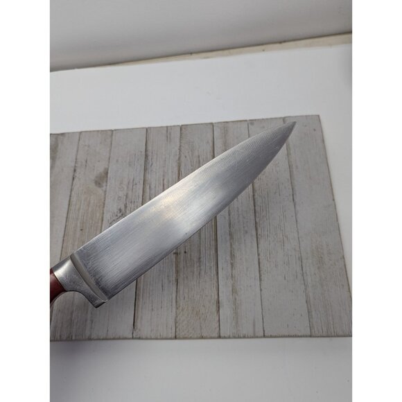Paula Deen Chef Knife Stainless Steel Red Handle 8" Blade 13-1/2" Long - Picture 3 of 12